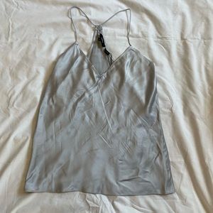 Silver silk slip top
